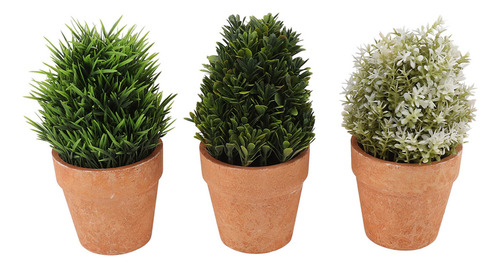 Set 3 Macetas Plantas Artificiales Decoración Hogar Oficina