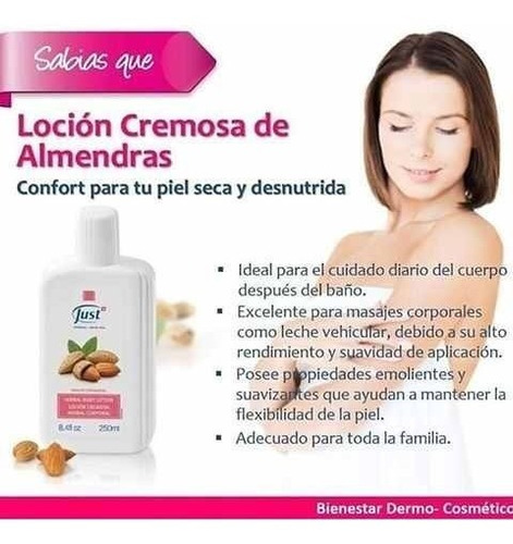 Loción Cremosa De Almendras Just - Humencante - 250ml