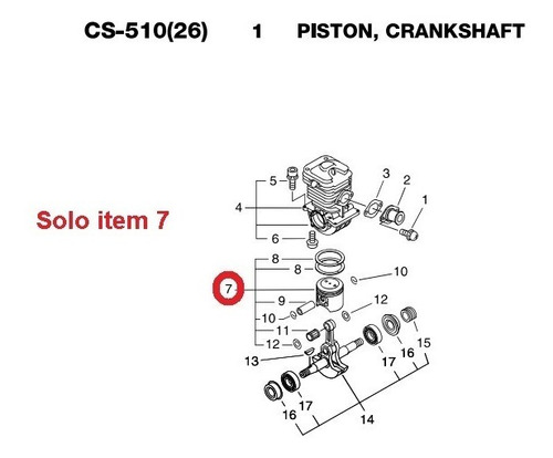 Pistón Con Aros Motoguadañas Original Echo Cs-510