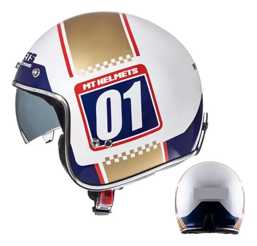Casco De Moto 3/4 Retro | Certificación ECE Y DOT, Hebilla Rápida Para Scooter Y Viaje