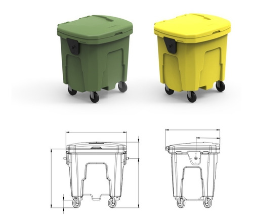 Imagen 4 de 4 de Contenedor Basura 1100 Litros-lts/tacho 6 Cuotas Sin Interes