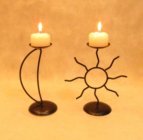 Castiçal Sol E Lua Céu Decoração Porta Vela Decorativa