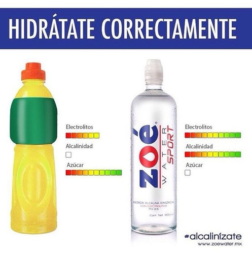 Zoé Water Sport ® 500ml Alcalina Con Electrolitos Ph 9.5