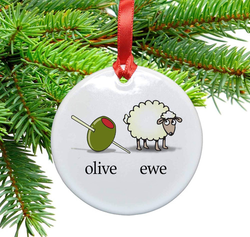 Oliva Ewe  Amor Usted Adorno De Navidad Cerámico