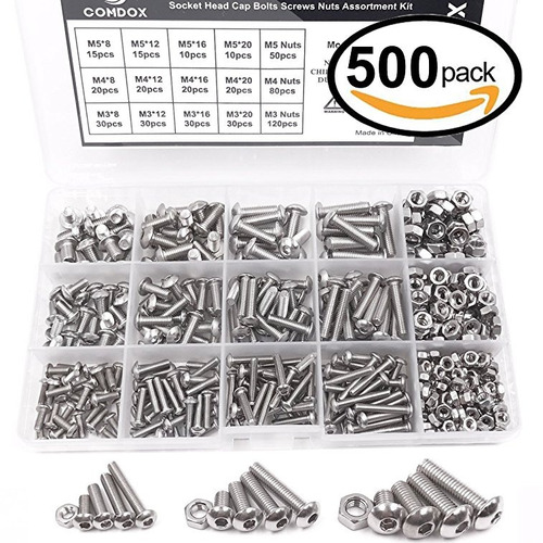 Botón Comdox 500pcs M3 M4 M5 Acero Inoxidable Cabeza Kit De 