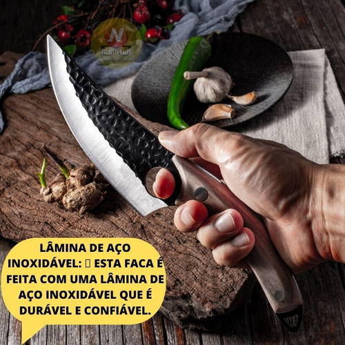 Imagem 5 de 6 de Faca Artesanal Damasco Para Cozinha Caça Churrasco + Bainha