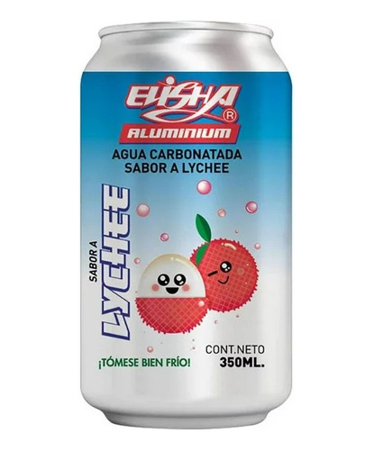 3 Agua Carbonatada Elisha Aluminium Sabor A Lychee 350ml