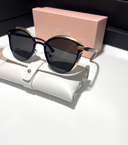 Gafas Lentes Sol Polarizado Ojo Gato Mujer Dorado/negro 7824