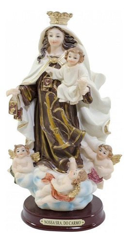 Adorno religioso de resina de Nuestra Señora del Monte Carmelo, 22 cm, color blanco