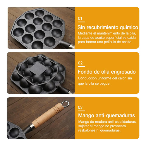 Sartén Takoyaki De Aluminio Antiadherente Con Utensilio