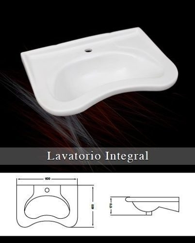 Lavatorio Bano Discapacitado 60x45x17 Integral Cordenons Acabado Brillante Color Blanco