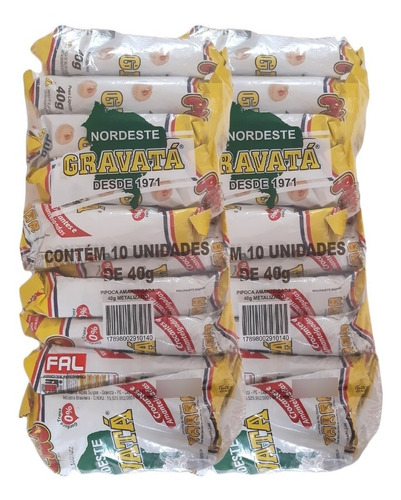 Pipoca Do Nordeste Gravatá 40g, 2 Fardo Com 10 Unidades