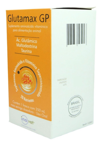 Glutamax Gp Suplemento Para Animais 250ml Inovet Kit C/ 3 Un