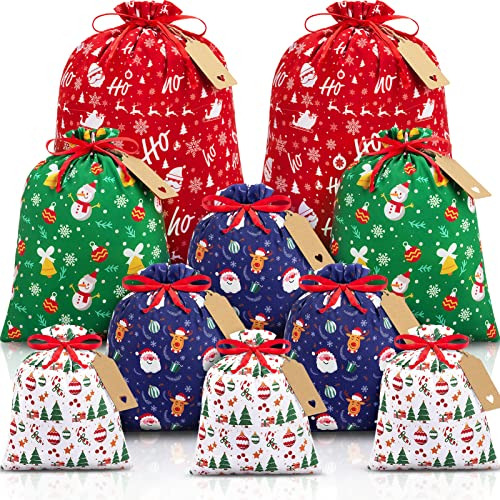 10 Pcs Bolsas De Regalo Cordón De Navidad Etiquetas, B...