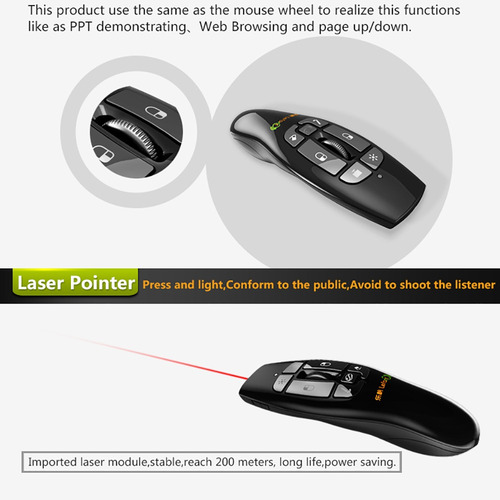 Lefant F8 Apresentador Sem Fio 2.4ghz Air Mouse Controle Rem