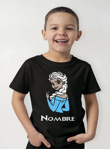Remera Algodon Niño Niña Elsa Frozen Nombre Personalizado