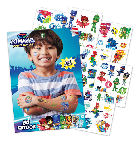 Tatuajes Temporales Savvi 50 Pj Masks Tinta Segura Para Piel Color Nombre Del Diseño