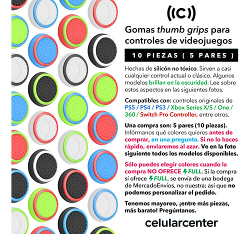 Pack 10 Gomas Palanca De Control Para Xbox One X S Ps5 Ps4