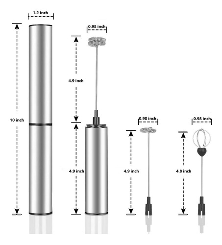 Espumador De Leche Manual Recargable Con 3 Batidores