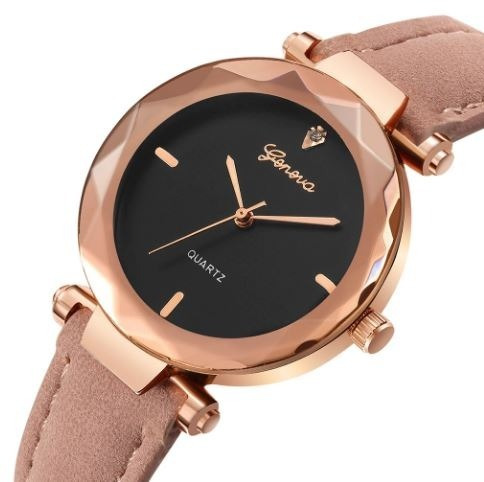 Relógio De Pulso Feminino Couro Social Elegante Marrom