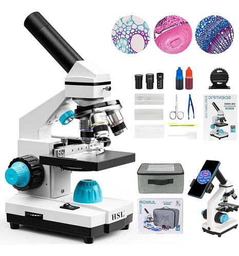 Microscopio Hsl 40x-2000x Para Niños,kit De Microscopio Comp