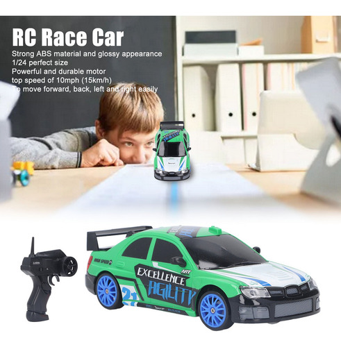W Motor Rc Drift Car Race 1/24, Verde, Seguro, Fuerte Y
