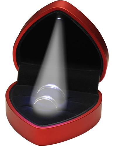 Caja De Anillos Led Roja Doble Para Parejas, Bodas, Compromi