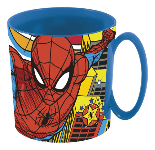 Taza Infantil Hombre Araña De Plastico Stor 390ml Color Azul Spiderman