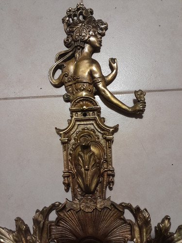 Par Apliques Luz Art Nouveau Imperio Francés Bronce Ormolu Dorado (Usado)