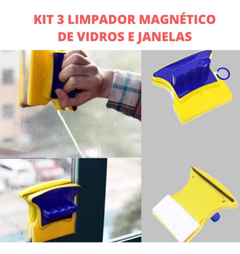 Limpador De Vidros Janela Com Imã Magnético Promoção Kit 3