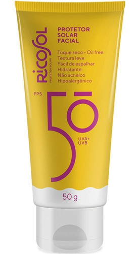 Protetor Solar Facial Ricosol Toque Seco Oil-free Fps50 50g 