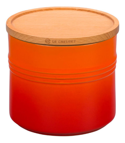 Pote Com Tampa De Madeira Le Creuset Laranja 1,1 L