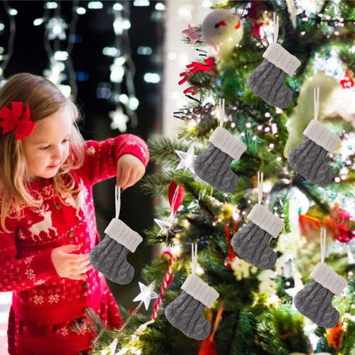 12 Medias Navideñas Tejidas, Decoración De Mesa