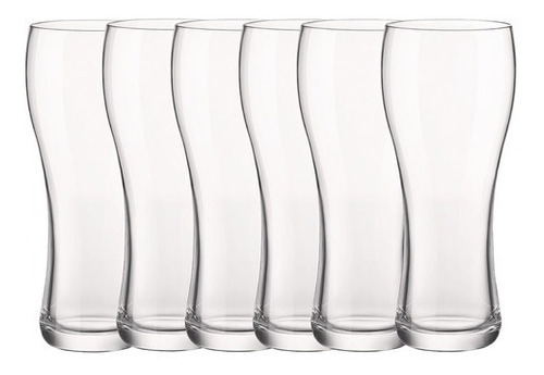Set X6 Vasos Cerveza Vidrio Pinta Stout Weizen Bormioli 407c Color Blanco