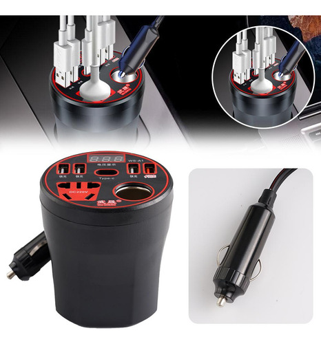 Inversor De Corriente Para Coche De 12 V/24 V A 220 V, Toma
