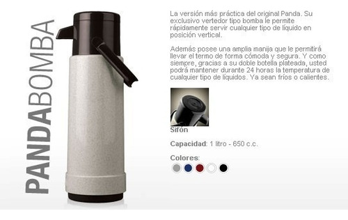 Termo Lumilagro Panda 1litro Vertedor Bomba Y Manija