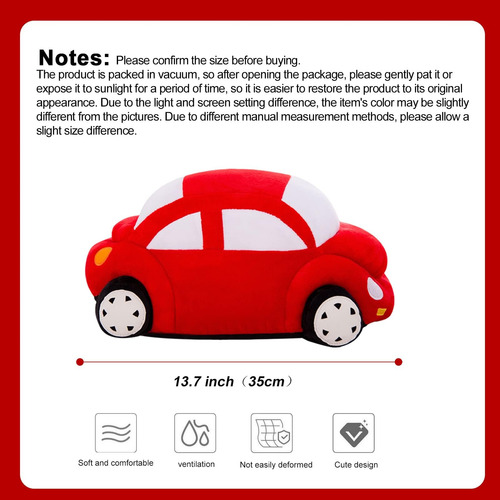 Aucoma Car Plush Toys Red 13.7, VehĂculo De Peluche Plushie
