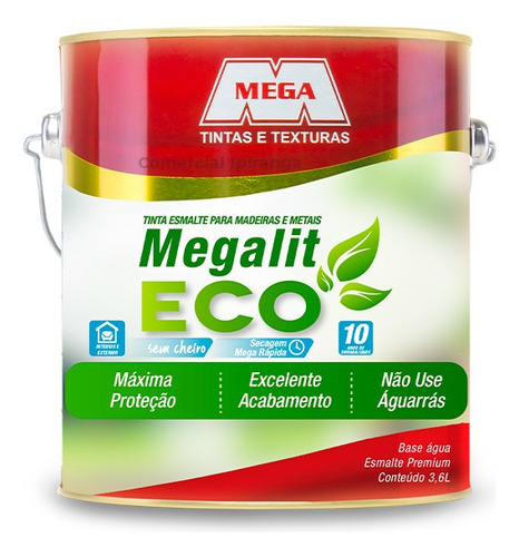 Esmalte Base Água Brilhante 900ml Madeira Metal Megalit Eco
