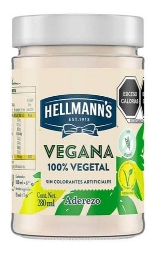 Mayonesa Hellmann's Vegana 100% Vegetal Sin Gluten 280ml