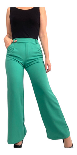 Pantalon Wide Leg De Crep De Vestir Mujer Moda