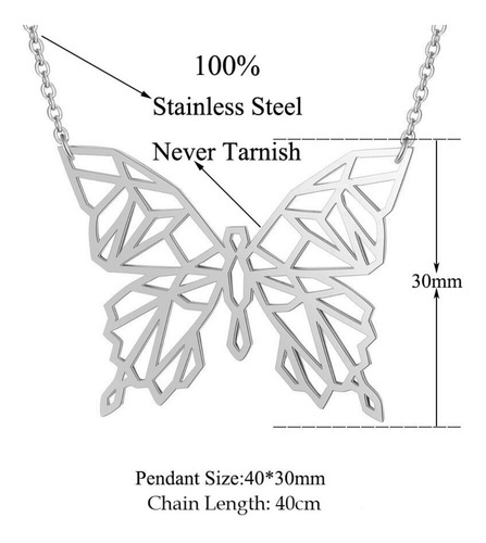 Imagen 2 de 5 de Collar Mujer Dije Mariposa Minimalista Acero Inoxidable