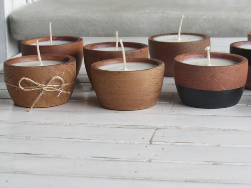 Set De Vela De Soja Aromática Con Tabla De Madera