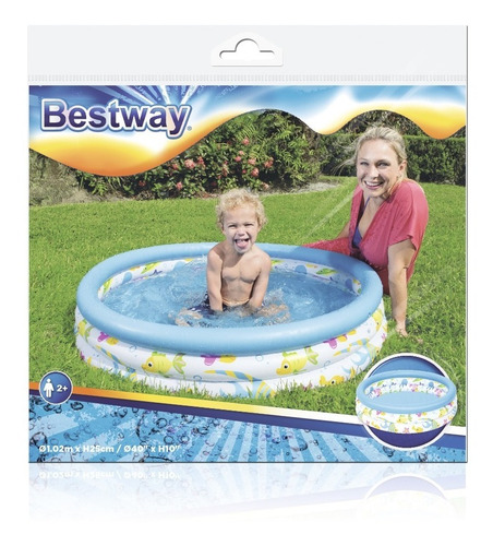 Alberca Inflable 3 Anillos Decorado Mar 1.02mx25cm - 51008