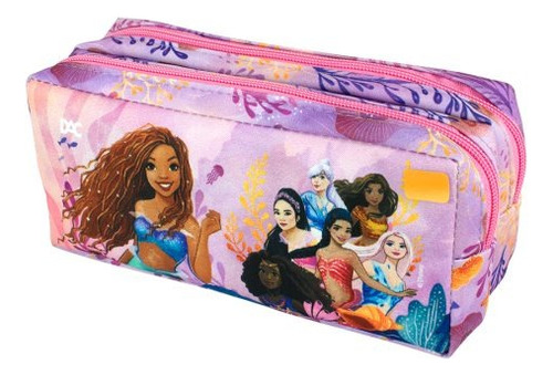 Estojo Escolar Duplo Princesa Ariel 2 Divisórias Dac
