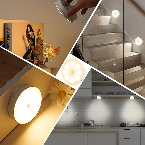 Luz Noche Lámpara Pared Focos Led Clóset Recargable Usb 6pzs Cesar®