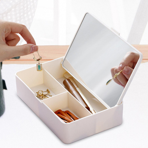 Estuche Organizador De Maquillaje Con Espejo, Caja De