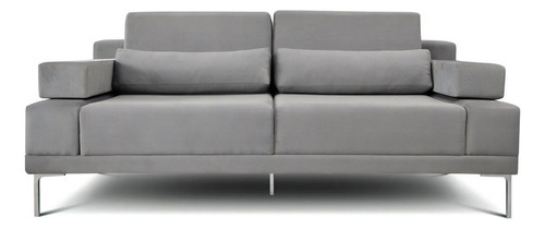 Sillón 2 Cuerpos Verona Tapizado En Pana Con Patas Aluminio Color Gris