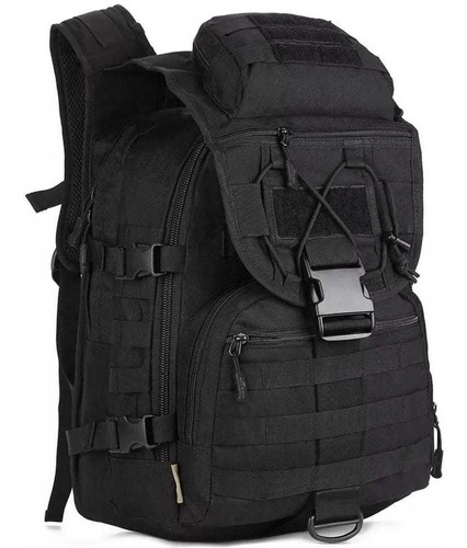 Mochila Táctica Militar Porta Notebook Color Negro Diseño de la tela Liso