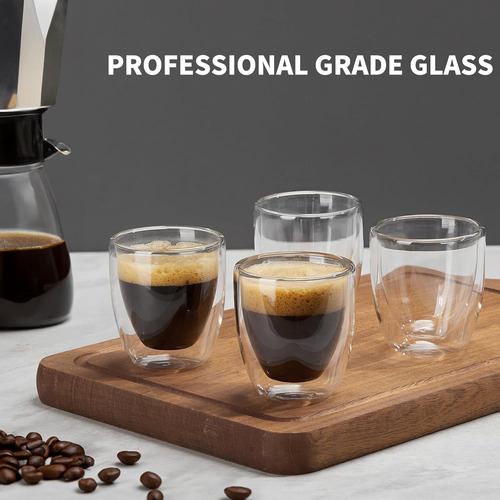 Juego De 4 Tazas De Espresso De Doble Pared (50% Mas Grue...