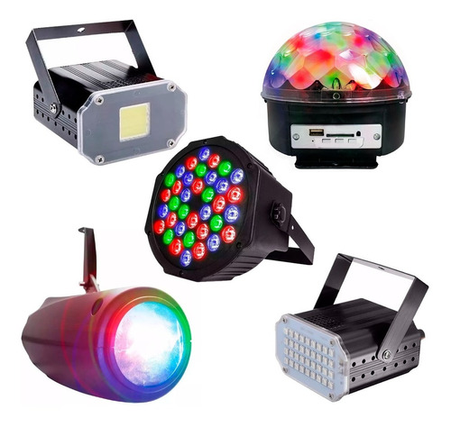 Combo Luces Led Dj Fiesta Bola + Proton 18 + Cañon + 2 Flash